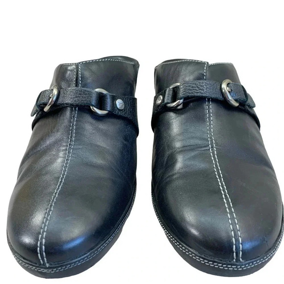 Cole Haan Leather Kitten Heels Mules Clog Slip On Shoes Women Size 8.5 B Black - Picture 3 of 14
